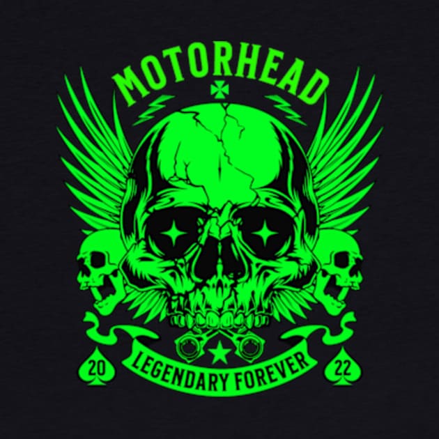 skull motorhead forever retro green by girls store